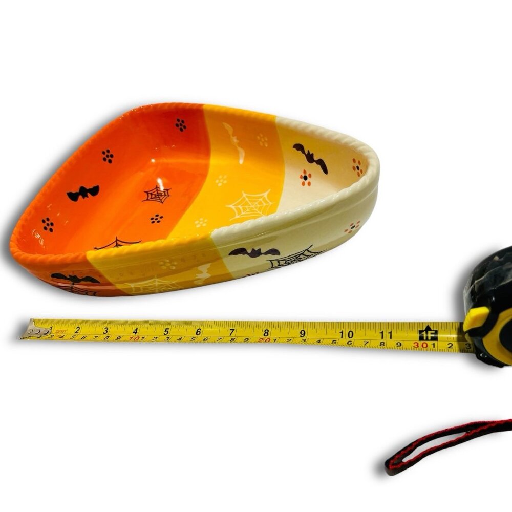Temp-tations Boo-fetti Collection 16" Ceramic Candy Corn Dish Platter Tray RARE! - Picture 8 of 8